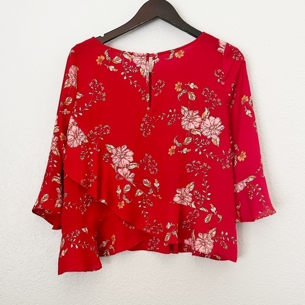 BB DAKOTA Red Bloom With A View Blouse - Picture 2 of 7